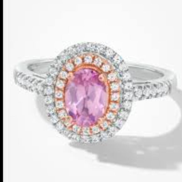 Kay Jewelers Lab-created Pink Sapphire Double Halo Ring with White Sapphires - Picture 8 of 8